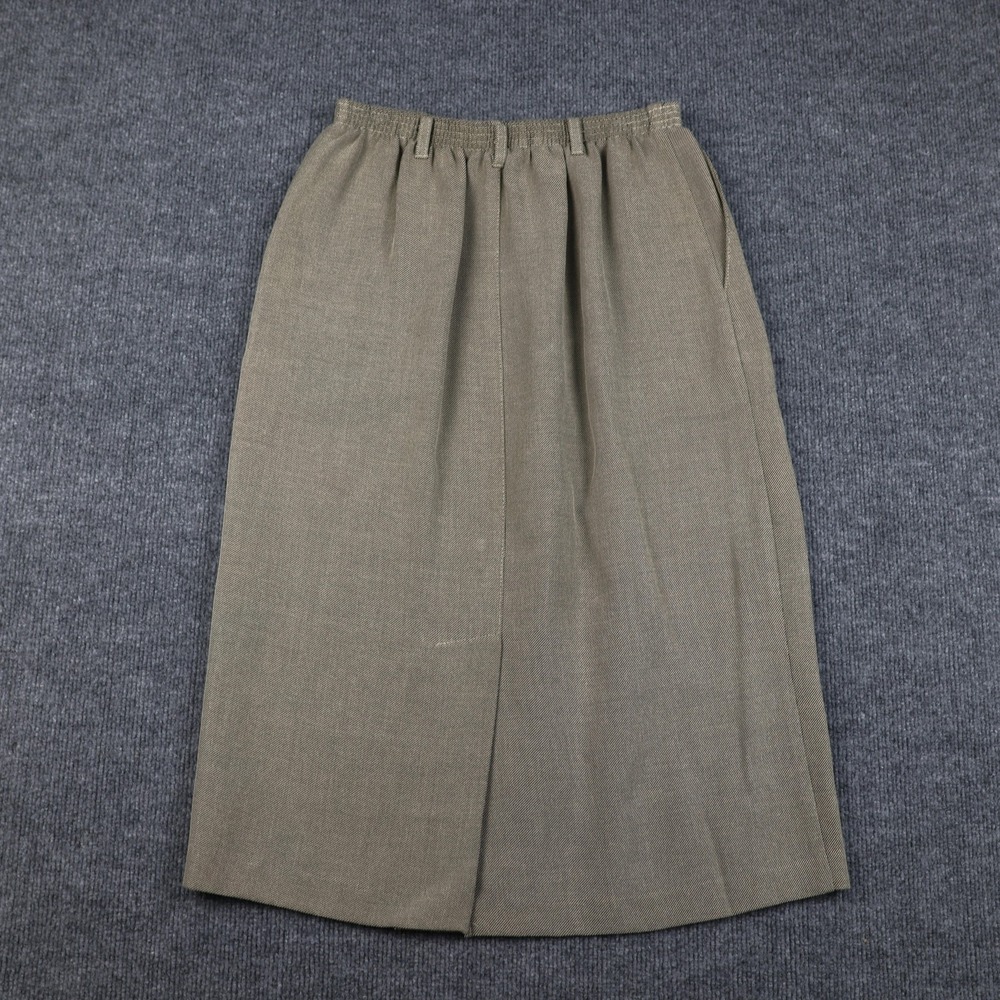 Alfred Dunner Skirt Womens 10 Khaki Elastic Waist Pockets Back Vent Made USA - Picture 8 of 10